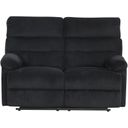 The appearance of Lucie Velvet Corded Fabric Reclining Loveseat in Black designed by Glory in the transitional interior design. This black piece of furniture was selected by 1StopBedrooms from Lucie Collection to add a touch of cosiness and style into your home. Sku: G00250A-RL. Material: Fabric.