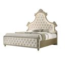 Lucienne Queen Bed with LED In Beige Velvet