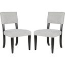 The appearance of Luis Wood Dining Chair Set of 2 In Dark Brown And Taupe designed by Safavieh Couture in the modern / contemporary interior design. This dark brown piece of furniture  was selected by 1StopBedrooms from Luis Collection to add a touch of cosiness and style into your home. Sku: SFV2107A-SET2. Material: Wood.