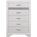 The appearance of Luster White And Silver Glitter Chest designed by Homelegance in the transitional interior design. This white piece of furniture was selected by 1StopBedrooms from Luster Collection to add a touch of cosiness and style into your home. Sku: 1505W-9. Material: Wood.