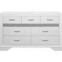 The appearance of Luster White And Silver Glitter Dresser designed by Homelegance in the transitional interior design. This white piece of furniture was selected by 1StopBedrooms from Luster Collection to add a touch of cosiness and style into your home. Sku: 1505W-5. Material: Wood.