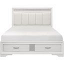 The appearance of Luster White And Silver Glitter Queen Storage Platform Bed designed by Homelegance in the transitional interior design. This silver and white piece of furniture was selected by 1StopBedrooms from Luster Collection to add a touch of cosiness and style into your home. Sku: 1505W-1;1505W-3;1505W-DW. Bed Type: Platform Bed. Material: Wood. Bed Size: Queen.