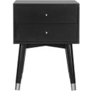 The appearance of Lyla Black and White Mid Century Retro Silver Cap Nightstand designed by Safavieh in the rustic / southwestern interior design. This black/silver piece of furniture  was selected by 1StopBedrooms from Paloma Collection to add a touch of cosiness and style into your home. Sku: FOX6234D. Material: Iron.