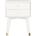 The appearance of Lyla Gold and White Mid Century Retro Gold Cap Nightstand designed by Safavieh in the rustic / southwestern interior design. This white and gold piece of furniture  was selected by 1StopBedrooms from Paloma Collection to add a touch of cosiness and style into your home. Sku: FOX6234B. Material: Iron.