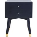 The appearance of Lyla Gold and Navy Mid Century Retro Gold Cap Nightstand designed by Safavieh in the rustic / southwestern interior design. This gold navy piece of furniture  was selected by 1StopBedrooms from Paloma Collection to add a touch of cosiness and style into your home. Sku: FOX6234A. Material: Iron.