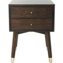 The appearance of Lyla Walnut/Gold Mid Century Retro Silver Cap Nightstand designed by Safavieh in the rustic / southwestern interior design. This walnut piece of furniture  was selected by 1StopBedrooms from Paloma Collection to add a touch of cosiness and style into your home. Sku: FOX6234E. Material: Iron.
