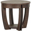The appearance of Lyndale Round End Table designed by Magnussen in the transitional interior design. This brown piece of furniture  was selected by 1StopBedrooms from Lyndale Collection to add a touch of cosiness and style into your home. Sku: T5391-05. Material: Pine.