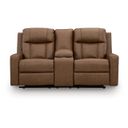 The appearance of Mackmenville Reclining Loveseat with Console In Caramel designed by Signature Design by Ashley in the modern / contemporary interior design. This caramel piece of furniture was selected by 1StopBedrooms from Mackmenville Collection to add a touch of cosiness and style into your home. Sku: 7471494. Material: Fabric.
