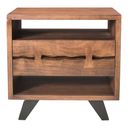 The appearance of Madagascar Brown 2 Shelves Night Stand designed by Moes Home in the rustic / southwestern interior design. This brown piece of furniture  was selected by 1StopBedrooms from Madagascar Collection to add a touch of cosiness and style into your home. Sku: UH-1008-03. Material: Wood.