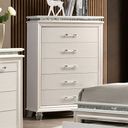 The appearance of Maddie Chest In Pearl White designed by Furniture of America in the modern / contemporary interior design. This pearl white piece of furniture  was selected by 1StopBedrooms from Maddie Collection to add a touch of cosiness and style into your home. Sku: CM7899C. Material: Wood.