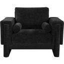 The appearance of Madeline Chenille Fabric Chair In Black designed by Meridian in the modern / contemporary interior design. This black piece of furniture was selected by 1StopBedrooms from Madeline Collection to add a touch of cosiness and style into your home. Sku: 152Black-C. Material: Plywood.