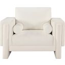The appearance of Madeline Chenille Fabric Chair In Cream designed by Meridian in the modern / contemporary interior design. This cream piece of furniture  was selected by 1StopBedrooms from Madeline Collection to add a touch of cosiness and style into your home. Sku: 152Cream-C. Material: Plywood.