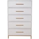 The appearance of Madelyn Five Drawer Chest In White designed by Alpine in the modern / contemporary interior design. This white piece of furniture was selected by 1StopBedrooms from Madelyn Collection to add a touch of cosiness and style into your home. Sku: 2010-05. Material: Mahogany.
