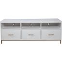 The appearance of Madelyn TV Console In White designed by Alpine in the modern / contemporary interior design. This white piece of furniture was selected by 1StopBedrooms from Madelyn Collection to add a touch of cosiness and style into your home. Sku: 2010-10. Material: Mahogany.