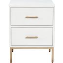 The appearance of Madelyn Two Drawer Nightstand In White designed by Alpine in the modern / contemporary interior design. This white piece of furniture was selected by 1StopBedrooms from Madelyn Collection to add a touch of cosiness and style into your home. Sku: 2010-02. Material: Mahogany.