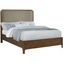 Maderia 57 Inch Upholstered Queen Panel Bed Walnut In Walnut and Taupe