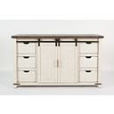 The appearance of Madison County 60 Inch Barn Door Server In Vintage White designed by Jofran in the transitional interior design. This vintage white piece of furniture was selected by 1StopBedrooms from Madison County Collection to add a touch of cosiness and style into your home. Sku: 1706-35. Material: Pine.