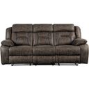 The appearance of Madrona Double Reclining Sofa designed by Homelegance in the modern / contemporary interior design. This brown piece of furniture  was selected by 1StopBedrooms from Madrona Collection to add a touch of cosiness and style into your home. Sku: 9989DB-3. Material: Microfiber.