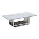 Magda Coffee Table In White Marble and Stainless Steel Base