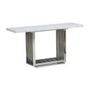 Magda Console Table In White Marble and Stainless Steel Base
