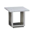 Magda End Table In White Marble and Stainless Steel Base
