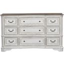 The appearance of Magnolia Manor Antique White 9 Drawer Dresser designed by Liberty in the rustic / southwestern interior design. This antique white piece of furniture was selected by 1StopBedrooms from Magnolia Manor Collection to add a touch of cosiness and style into your home. Sku: 244-BR34. Material: Wood.
