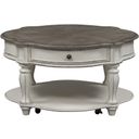 The appearance of Magnolia Manor Antique White Round Cocktail Table designed by Liberty in the transitional interior design. This antique white piece of furniture  was selected by 1StopBedrooms from Magnolia Manor Collection to add a touch of cosiness and style into your home. Sku: 244-OT1011. Material: Wood.