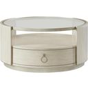 The appearance of Maisie Round Coffee Table In Champagne designed by Riverside Furniture in the glam interior design. This champagne piece of furniture was selected by 1StopBedrooms from Maisie Collection to add a touch of cosiness and style into your home. Sku: 50203. Material: Wood.
