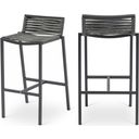 Maldives Rope Fabric Outdoor Patio Barstool Set of 2 In Grey