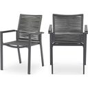 The appearance of Maldives Rope Fabric Outdoor Patio Dining Arm Chair Set of 2 In Grey designed by Meridian in the modern / contemporary interior design. This grey piece of furniture was selected by 1StopBedrooms from Maldives Collection to add a touch of cosiness and style into your home. Sku: 343Grey-AC. Material: Aluminum.