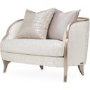 The appearance of Malibu Crest Chair And Half In Cloud White/Chardonnay designed by Michael Amini in the transitional interior design. This chardonnay piece of furniture was selected by 1StopBedrooms from Malibu Crest Collection to add a touch of cosiness and style into your home. Sku: N9007838-CLDWH-822. Material: Polyester.