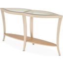 The appearance of Malibu Crest Console Table In Chardonnay designed by Michael Amini in the transitional interior design. This chardonnay piece of furniture was selected by 1StopBedrooms from Malibu Crest Collection to add a touch of cosiness and style into your home. Sku: N9007223-822. Material: Glass.