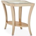 The appearance of Malibu Crest End Table With Glass Top In Chardonnay designed by Michael Amini in the transitional interior design. This chardonnay piece of furniture was selected by 1StopBedrooms from Malibu Crest Collection to add a touch of cosiness and style into your home. Sku: N9007224-822. Material: Glass.