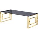 The appearance of Mallory Stainless Steel And Smoked Glass Coffee Table In Gold designed by Best Master Furniture in the modern / contemporary interior design. This gold piece of furniture  was selected by 1StopBedrooms from Mallory Collection to add a touch of cosiness and style into your home. Sku: E28GC. Material: Glass.