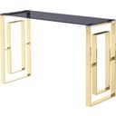 The appearance of Mallory Stainless Steel And Smoked Glass Console Table In Gold designed by Best Master Furniture in the modern / contemporary interior design. This gold piece of furniture  was selected by 1StopBedrooms from Mallory Collection to add a touch of cosiness and style into your home. Sku: E28GS. Material: Glass.