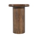Mandara Solid Wood Pillar Chairside Pedestal Square End Table In Dark Brown
