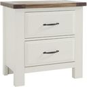 The appearance of Maple Road 2 Drawer Night Stand In Soft White and Natural designed by Artisan & Post in the transitional interior design. This white and natural piece of furniture was selected by 1StopBedrooms from Maple Road Collection to add a touch of cosiness and style into your home. Sku: 116-227. Material: Wood.