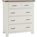 The appearance of Maple Road 5 Drawer Chest In Soft White and Natural designed by Artisan & Post in the transitional interior design. This white and natural piece of furniture was selected by 1StopBedrooms from Maple Road Collection to add a touch of cosiness and style into your home. Sku: 116-115. Material: Wood.