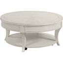 The appearance of Marcella Round Coffee Table In Eggshell designed by American Drew in the transitional interior design. This eggshell piece of furniture  was selected by 1StopBedrooms from Harmony Collection to add a touch of cosiness and style into your home. Sku: 266-911. Material: Wood.