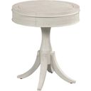 The appearance of Marcella Round End Table In Eggshell designed by American Drew in the transitional interior design. This eggshell piece of furniture  was selected by 1StopBedrooms from Harmony Collection to add a touch of cosiness and style into your home. Sku: 266-916. Material: Wood.
