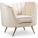 The appearance of Margo Velvet Chair In Cream designed by Meridian in the modern / contemporary interior design. This cream velvet piece of furniture  was selected by 1StopBedrooms from Margo Collection to add a touch of cosiness and style into your home. Sku: 622Cream-C. Material: Velvet.