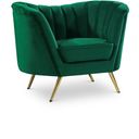 The appearance of Margo Velvet Chair In Green designed by Meridian in the modern / contemporary interior design. This green piece of furniture  was selected by 1StopBedrooms from Margo Collection to add a touch of cosiness and style into your home. Sku: 622Green-C. Material: Velvet.