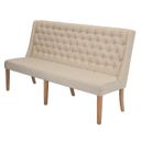 Maribel Upholstered Dining Bench In Beige Linen Fabric and Rustic Natural Wood