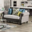 The appearance of Mariella Loveseat In Grey designed by Furniture of America in the transitional interior design. This grey piece of furniture was selected by 1StopBedrooms from Mariella Collection to add a touch of cosiness and style into your home. Sku: SM2286-LV. Material: Microfiber.