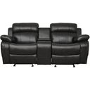 The appearance of Marille Black Double Glider Reclining Loveseat with Center Console designed by Homelegance in the modern / contemporary interior design. This black piece of furniture  was selected by 1StopBedrooms from Marille Collection to add a touch of cosiness and style into your home. Sku: 9724BLK-2. Material: Bonded Leather. Key Features: Storage.