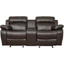 The appearance of Marille Dark Brown Double Glider Reclining Loveseat designed by Homelegance in the modern / contemporary interior design. This brown piece of furniture  was selected by 1StopBedrooms from Marille Collection to add a touch of cosiness and style into your home. Sku: 9724BRW-2. Material: Bonded Leather. Key Features: Storage.