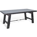 The appearance of Marina Wood Dining Table with Turnbuckle In Sand Black designed by Sunny Designs in the rustic / southwestern interior design. This black sand piece of furniture  was selected by 1StopBedrooms from Marina Collection to add a touch of cosiness and style into your home. Sku: 1367BS. Table Top Shape: Rectangular. Size: 38" x 74". Material: Solid Wood.