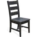 The appearance of Marina Ladderback Chair with Turnbuckle and Wood Seat Set of 2 In Black Sand designed by Sunny Designs in the traditional interior design. This black sand piece of furniture  was selected by 1StopBedrooms from Marina Collection to add a touch of cosiness and style into your home. Sku: 1508BS-T. Material: Solid Wood.