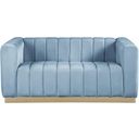 The appearance of Marlon Velvet Loveseat In Sky Blue designed by Meridian in the modern / contemporary interior design. This sky blue piece of furniture  was selected by 1StopBedrooms from Marlon Collection to add a touch of cosiness and style into your home. Sku: 603SkyBlu-L. Material: Velvet.