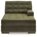 The appearance of Marlow Peak Right-Arm Facing Corner Chaise In Olive designed by Signature Design by Ashley in the modern / contemporary interior design. This olive piece of furniture was selected by 1StopBedrooms from Marlow Peak Collection to add a touch of cosiness and style into your home. Sku: NC6170217. Material: Fabric.